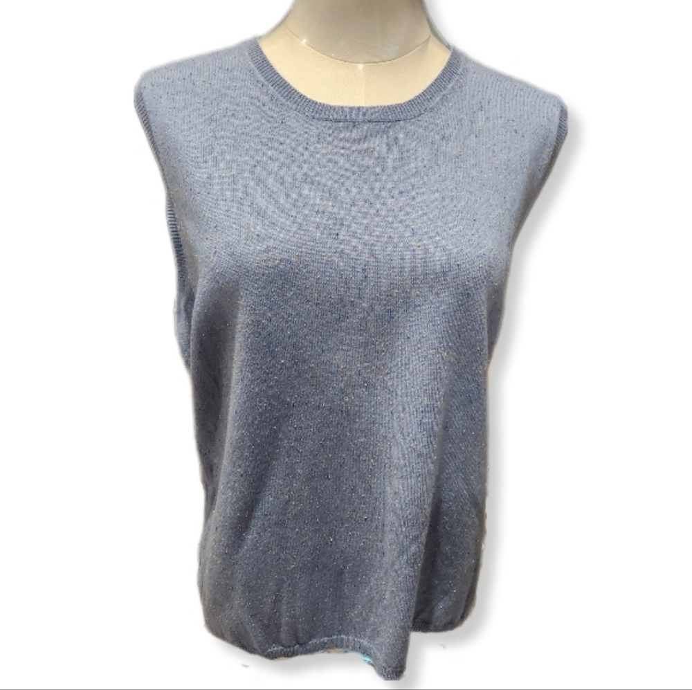 Eddie Bauer Blue Tweed Sleeveless Knit Top XL NWT